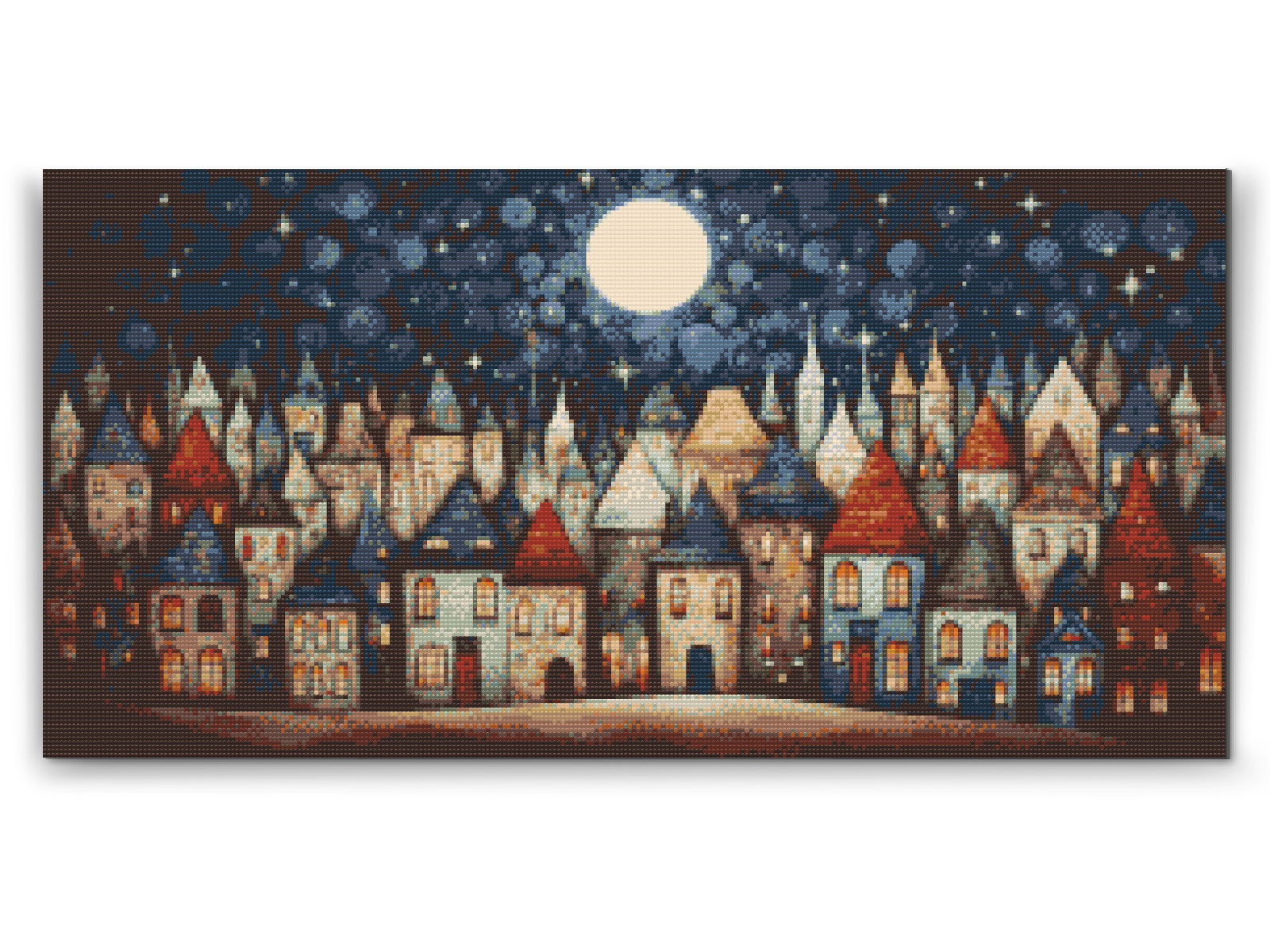 Diamantové malování - Little houses at night